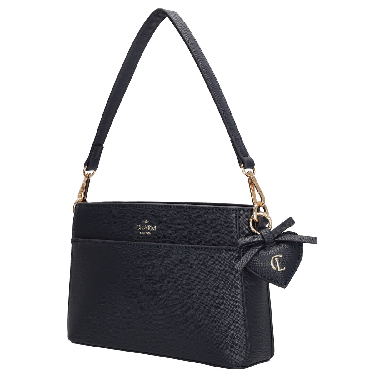 Schultertasche 15x25cm in Blau|Marine mit Reißverschluss - leder-accessoires.com