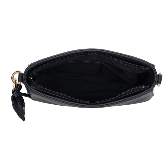 Schultertasche 15x25cm in Blau|Marine mit Reißverschluss - leder-accessoires.com
