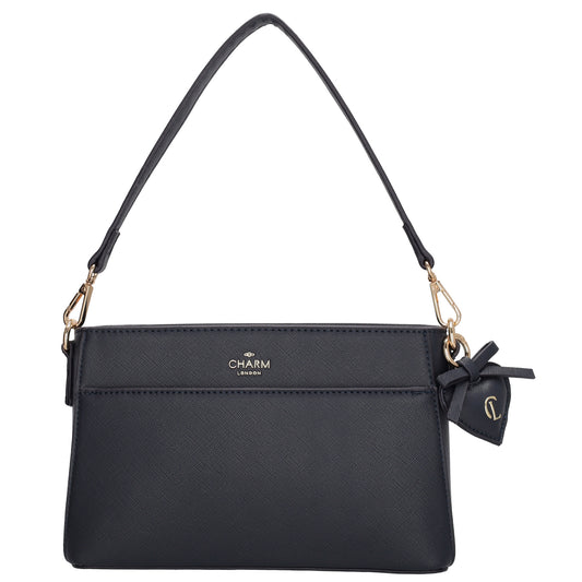 Schultertasche 15x25cm in Blau|Marine mit Reißverschluss - leder-accessoires.com