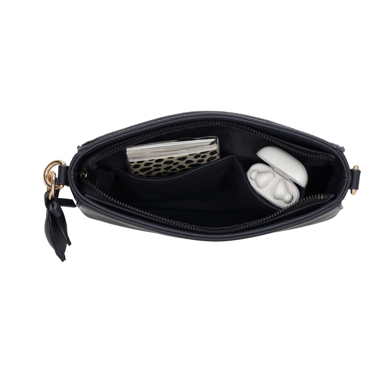 Schultertasche 15x25cm in Blau|Marine mit Reißverschluss - leder-accessoires.com