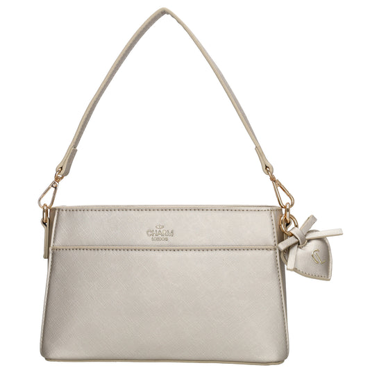 Schultertasche 15x25cm in Champagner mit Reißverschluss - leder-accessoires.com