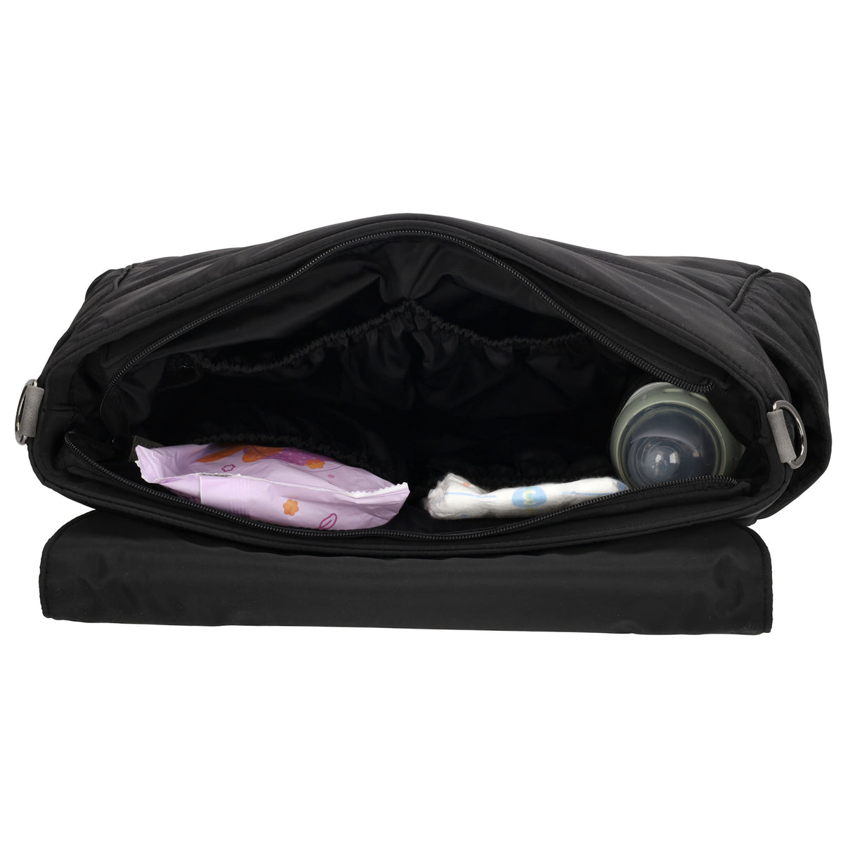 Wickeltasche in Schwarz 44 x 30cm aus Nylon - leder-accessoires.com