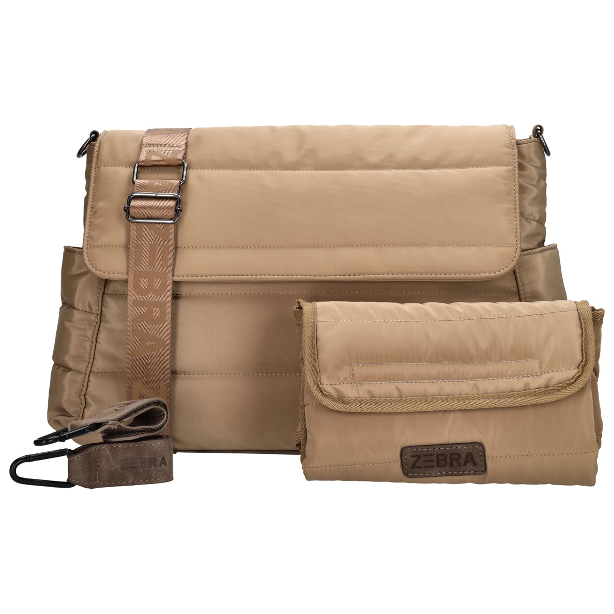 Wickeltasche in Taupe 44 x 30cm aus Nylon - leder-accessoires.com