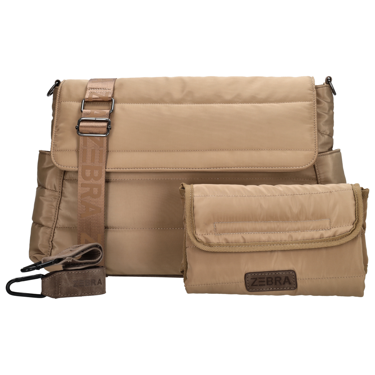 Wickeltasche in Taupe 44 x 30cm aus Nylon - leder-accessoires.com