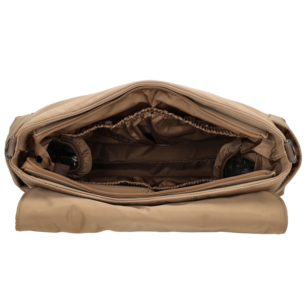 Wickeltasche in Taupe 44 x 30cm aus Nylon - leder-accessoires.com