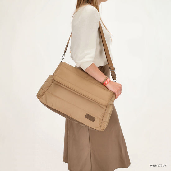 Wickeltasche in Taupe 44 x 30cm aus Nylon - leder-accessoires.com