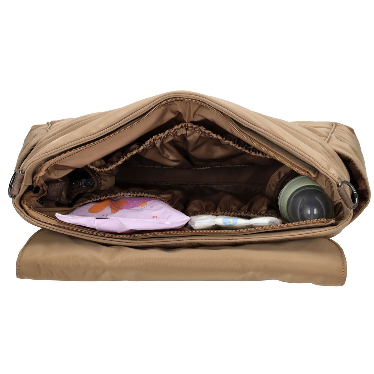 Wickeltasche in Taupe 44 x 30cm aus Nylon - leder-accessoires.com