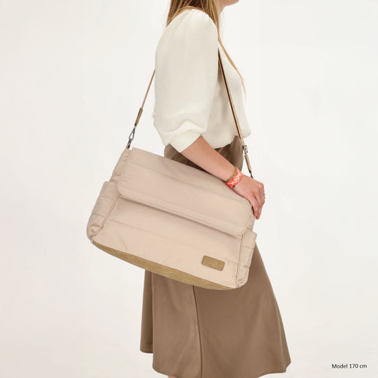 Wickeltasche in Helltaupe 44 x 30cm aus Nylon - leder-accessoires.com