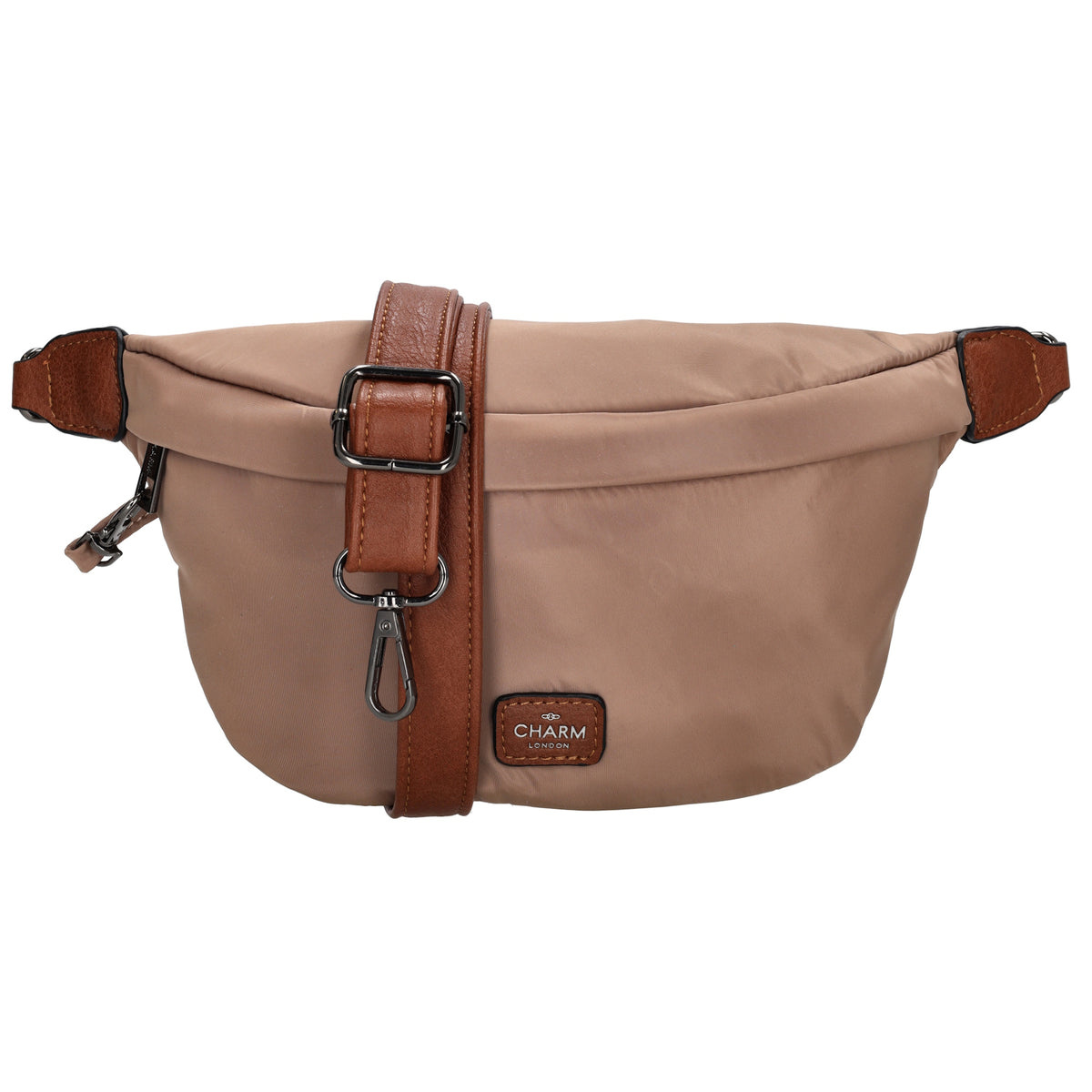 Bodybag 22x14cm in Taupe mit Reißverschluss - leder-accessoires.com