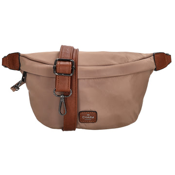 Bodybag 22x14cm in Taupe mit Reißverschluss - leder-accessoires.com