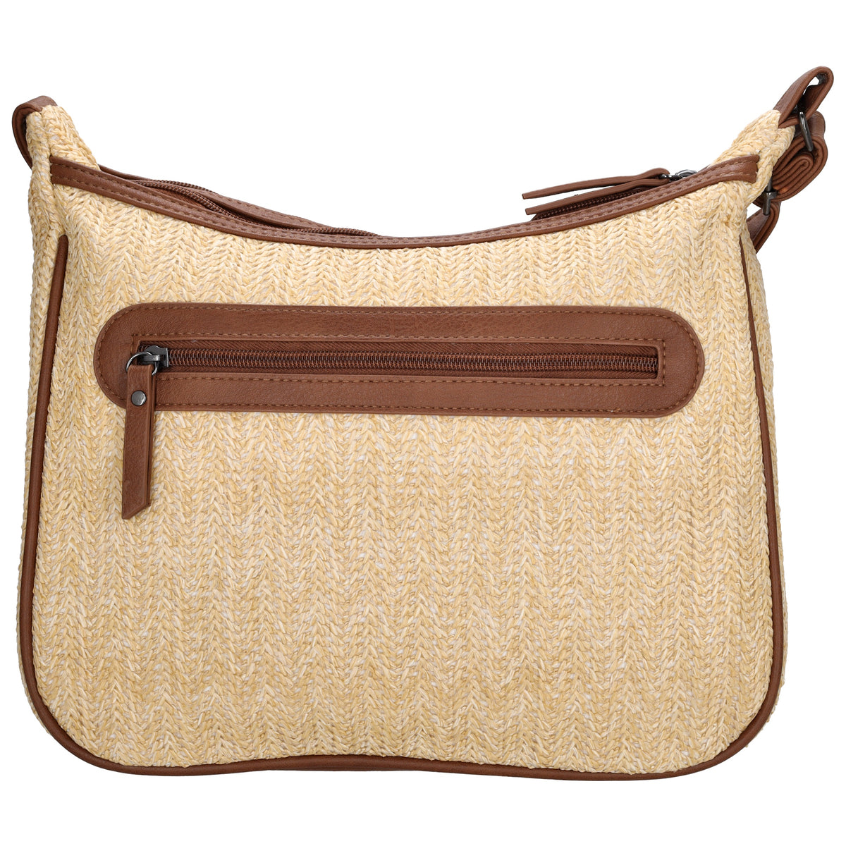 Schultertasche im Korbflecht-Design 30 x 27cm in Natur mit Reißverschluss - leder-accessoires.com
