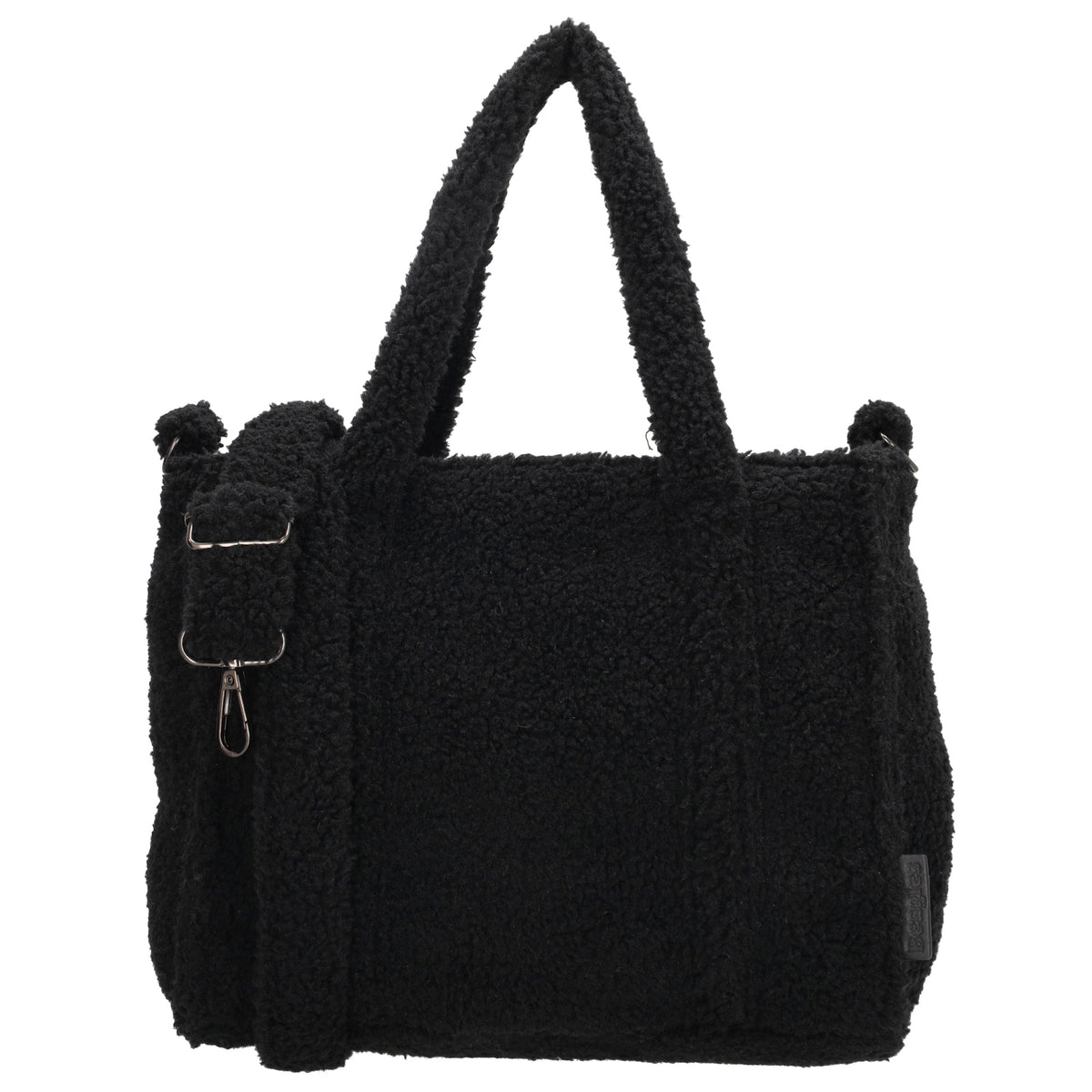 Schwarze Teddy Tasche Damen als Handtasche und Umhängetasche