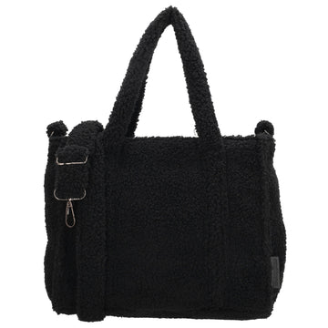 Schwarze Teddy Tasche Damen als Handtasche und Umhängetasche