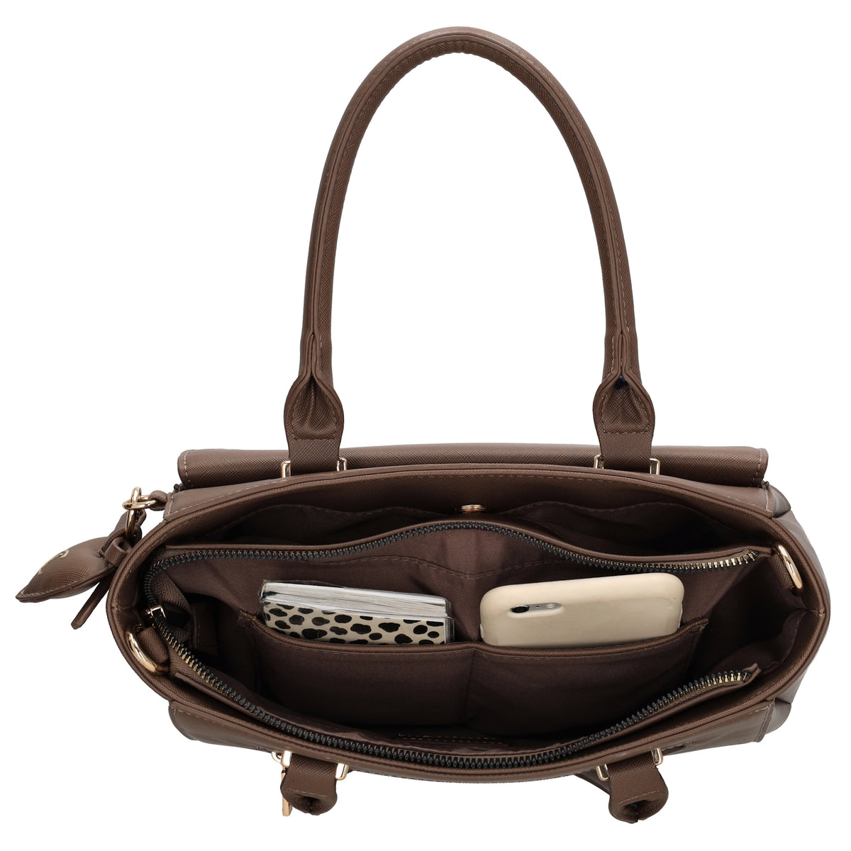 Schultertasche 24x17cm in Braun aus Kunstleder - leder-accessoires.com