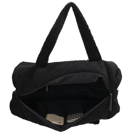 Reisetasche Teddy 50x32cm  in Schwarz mit Reißverschluss - leder-accessoires.com