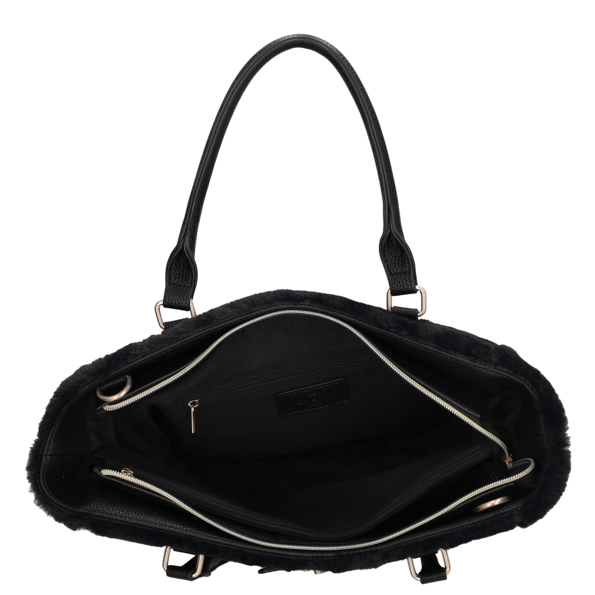 Shopper 30x40cm aus Kunstfell in Schwarz - leder-accessoires.com