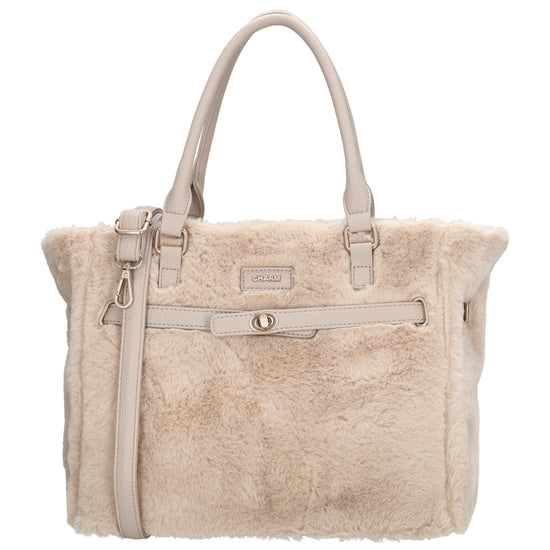 Shopper 30x40cm aus Kunstfell in Creme - leder-accessoires.com