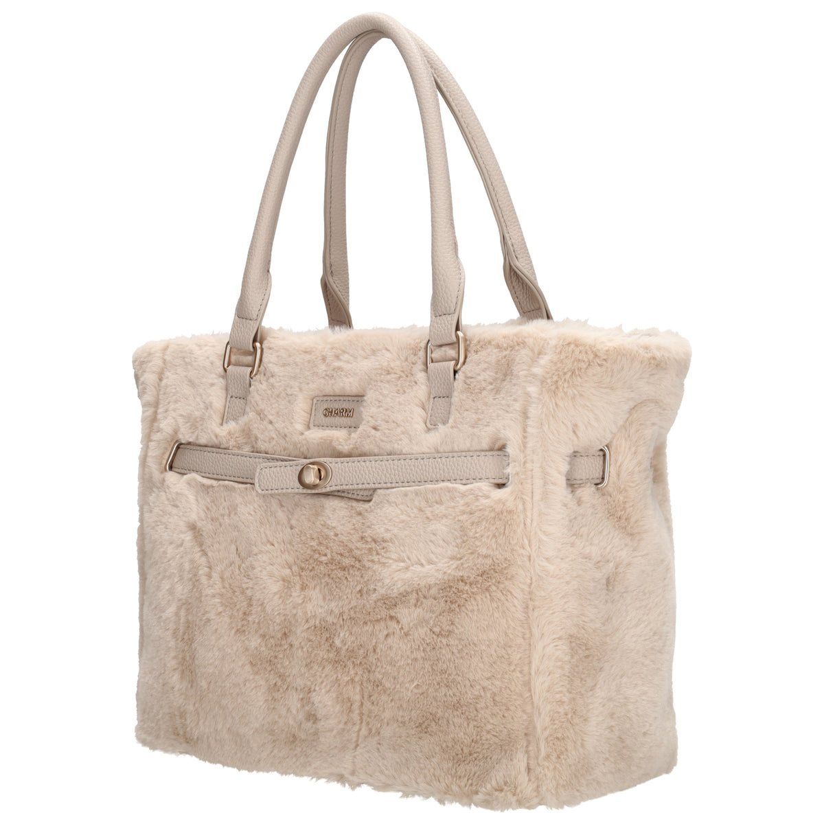 Shopper 30x40cm aus Kunstfell in Creme - leder-accessoires.com