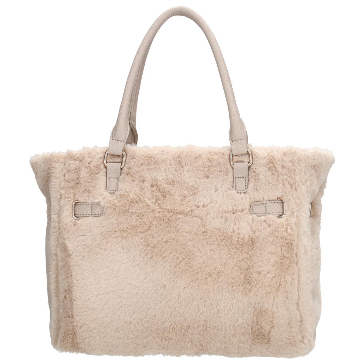 Shopper 30x40cm aus Kunstfell in Creme - leder-accessoires.com