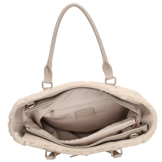 Shopper 30x40cm aus Kunstfell in Creme - leder-accessoires.com