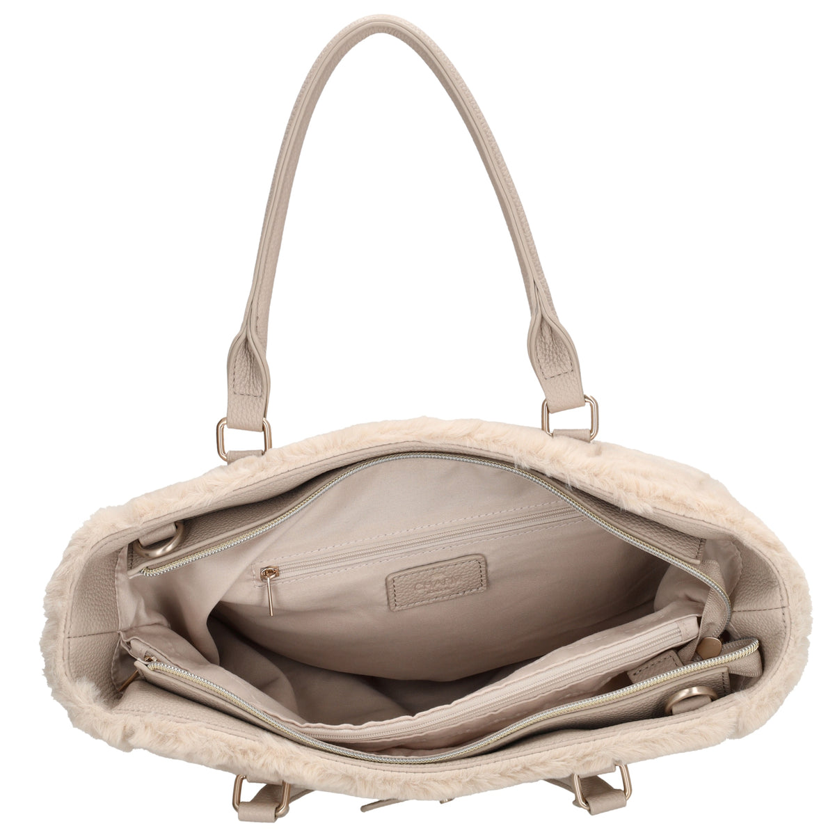 Shopper 30x40cm aus Kunstfell in Creme - leder-accessoires.com