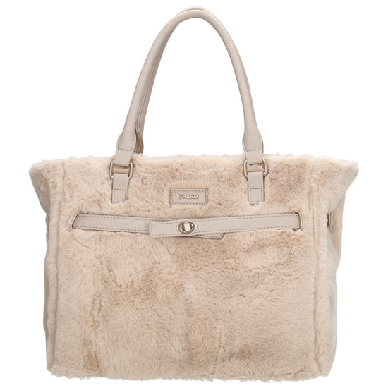 Shopper 30x40cm aus Kunstfell in Creme - leder-accessoires.com