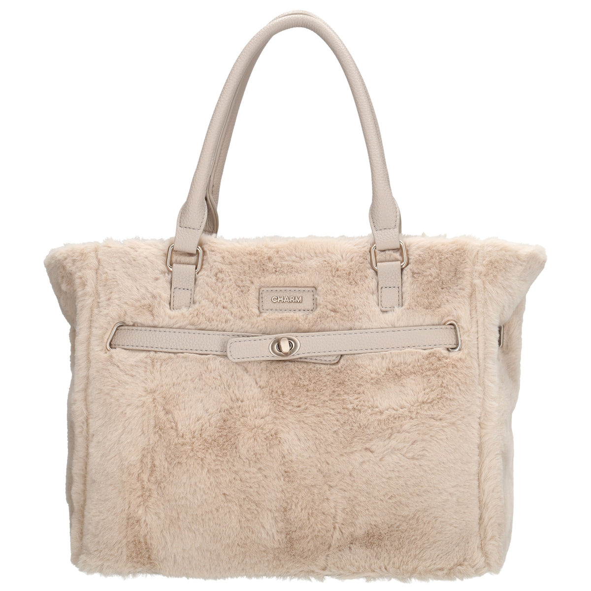 Shopper 30x40cm aus Kunstfell in Creme - leder-accessoires.com
