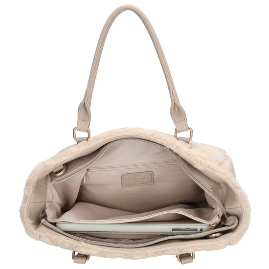 Shopper 30x40cm aus Kunstfell in Creme - leder-accessoires.com