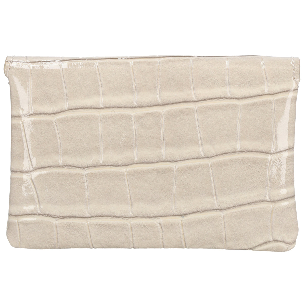 Beige Lackleder Geldbörse 11x8cm mit Krokoprägung – stilvoll & kompakt - leder-accessoires.com