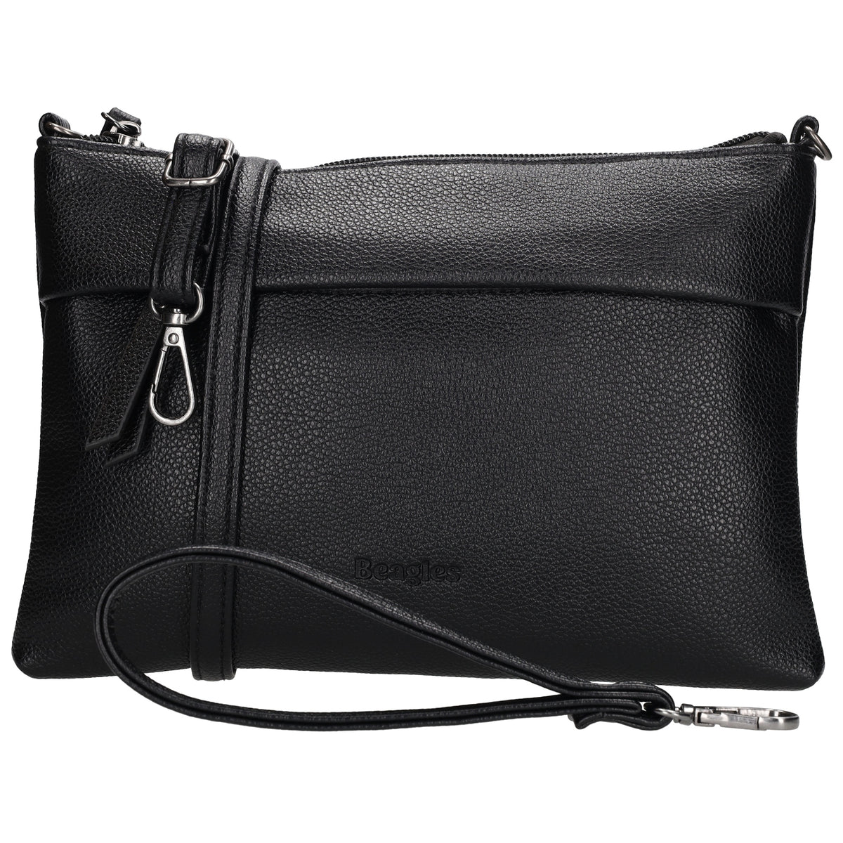 Clutch|Umhängetasche 25x17cm in Schwarz aus Kunstleder - leder-accessoires.com
