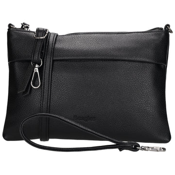 Clutch|Umhängetasche 25x17cm in Schwarz aus Kunstleder - leder-accessoires.com