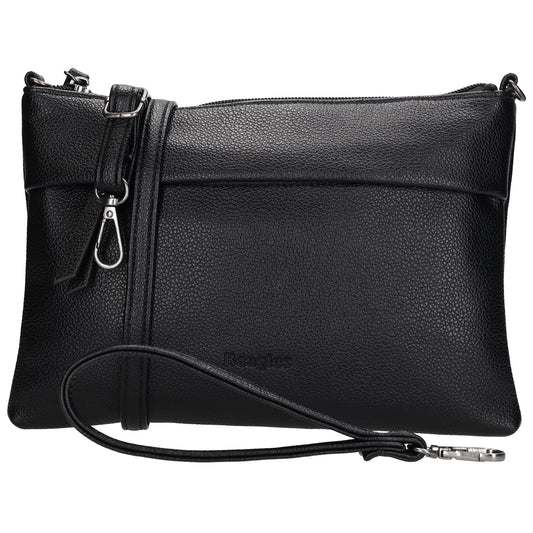 Clutch|Umhängetasche 25x17cm in Schwarz aus Kunstleder - leder-accessoires.com