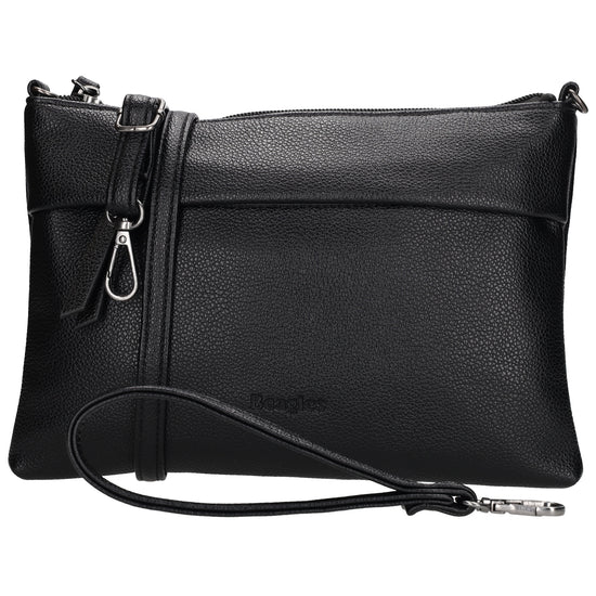 Clutch|Umhängetasche 25x17cm in Schwarz aus Kunstleder - leder-accessoires.com