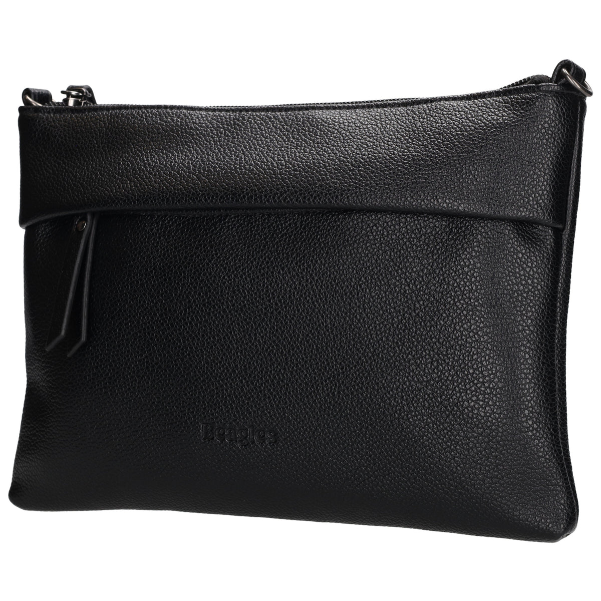 Clutch|Umhängetasche 25x17cm in Schwarz aus Kunstleder - leder-accessoires.com
