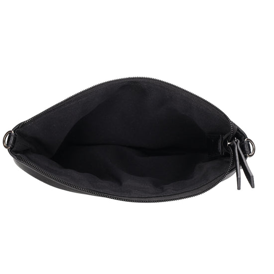 Clutch|Umhängetasche 25x17cm in Schwarz aus Kunstleder - leder-accessoires.com
