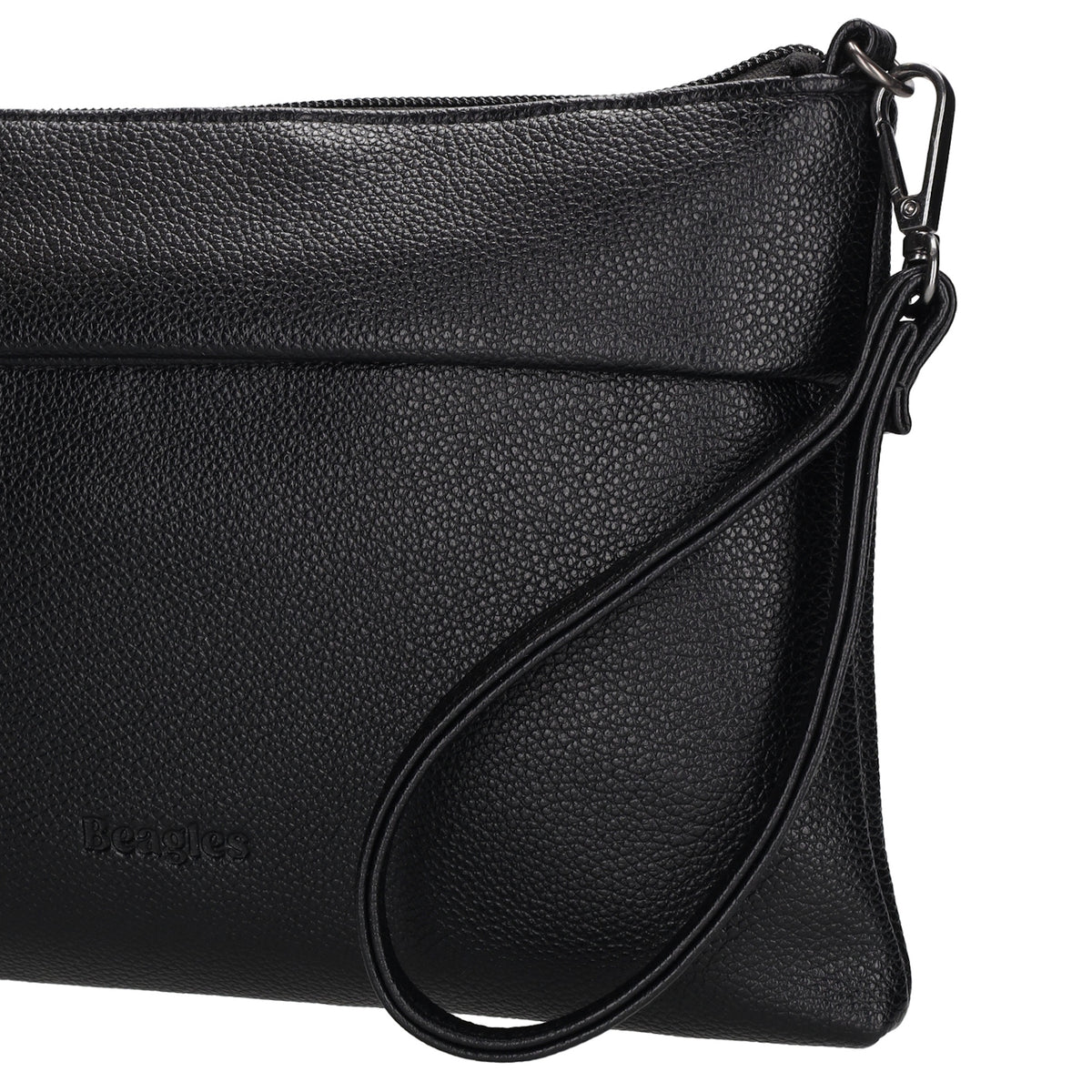 Clutch|Umhängetasche 25x17cm in Schwarz aus Kunstleder - leder-accessoires.com