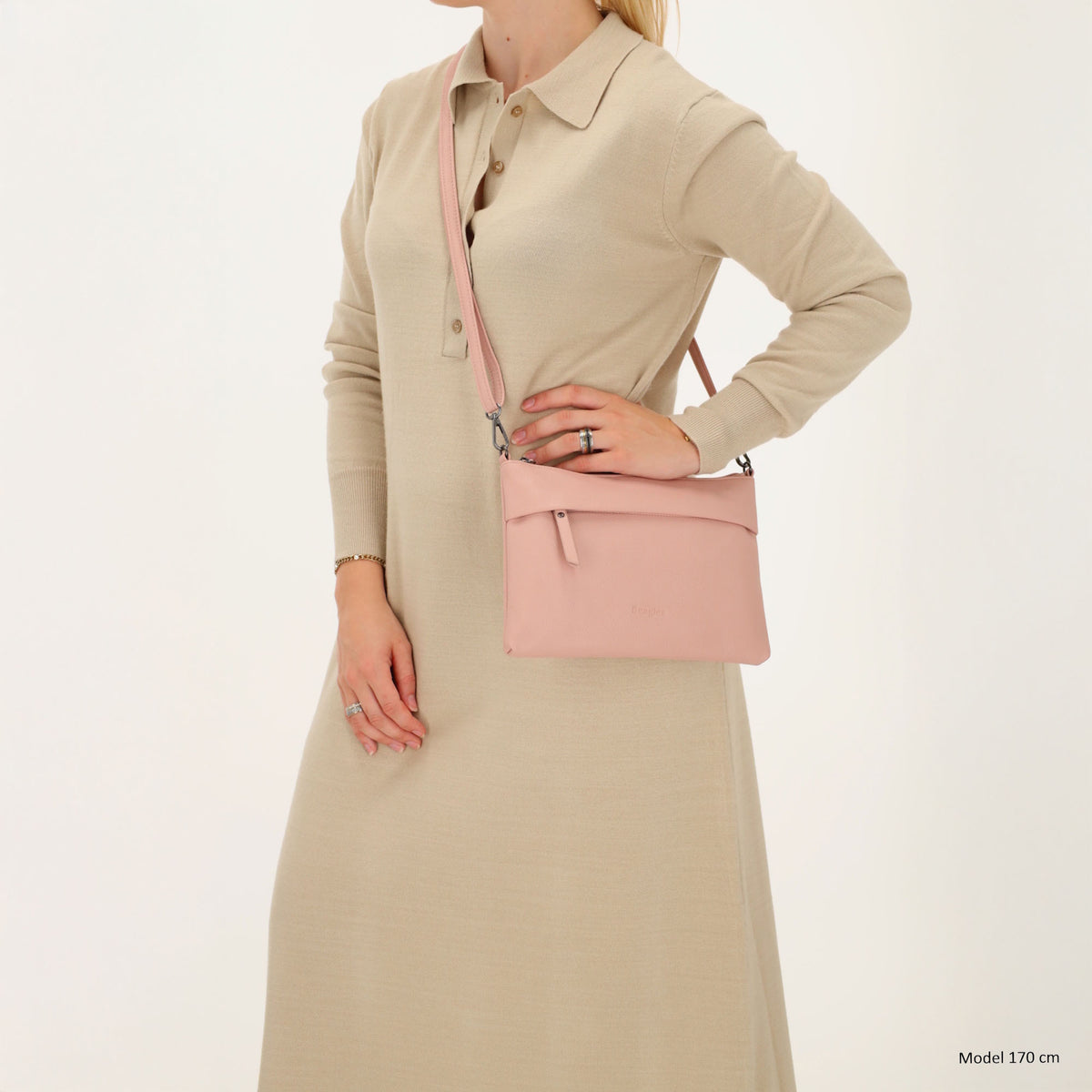 Clutch|Umhängetasche 25x17cm in Altrosa aus Kunstleder - leder-accessoires.com