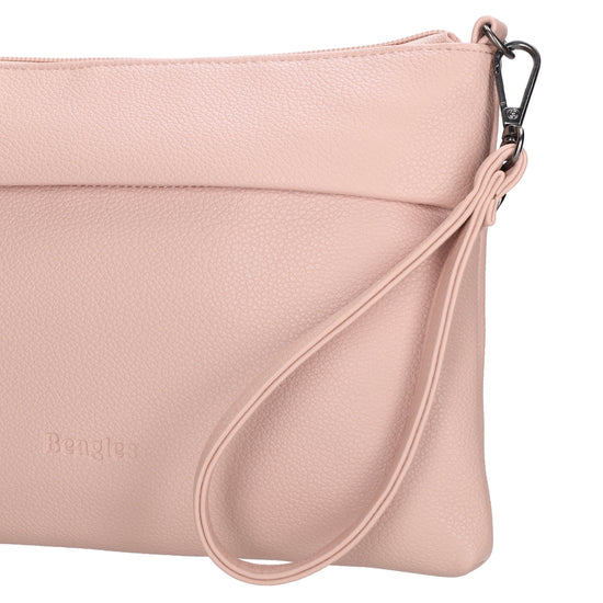 Clutch|Umhängetasche 25x17cm in Altrosa aus Kunstleder - leder-accessoires.com