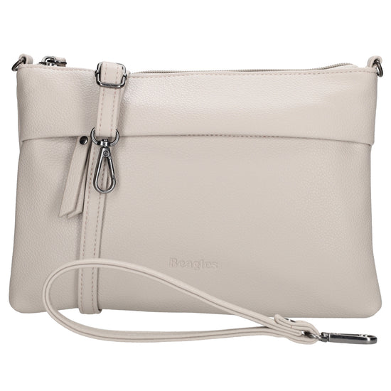Clutch|Umhängetasche 25x17cm in Helltaupe aus Kunstleder - leder-accessoires.com