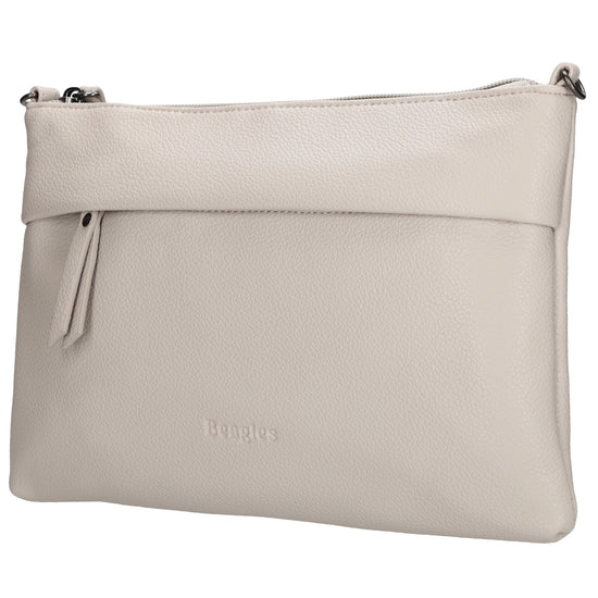 Clutch|Umhängetasche 25x17cm in Helltaupe aus Kunstleder - leder-accessoires.com