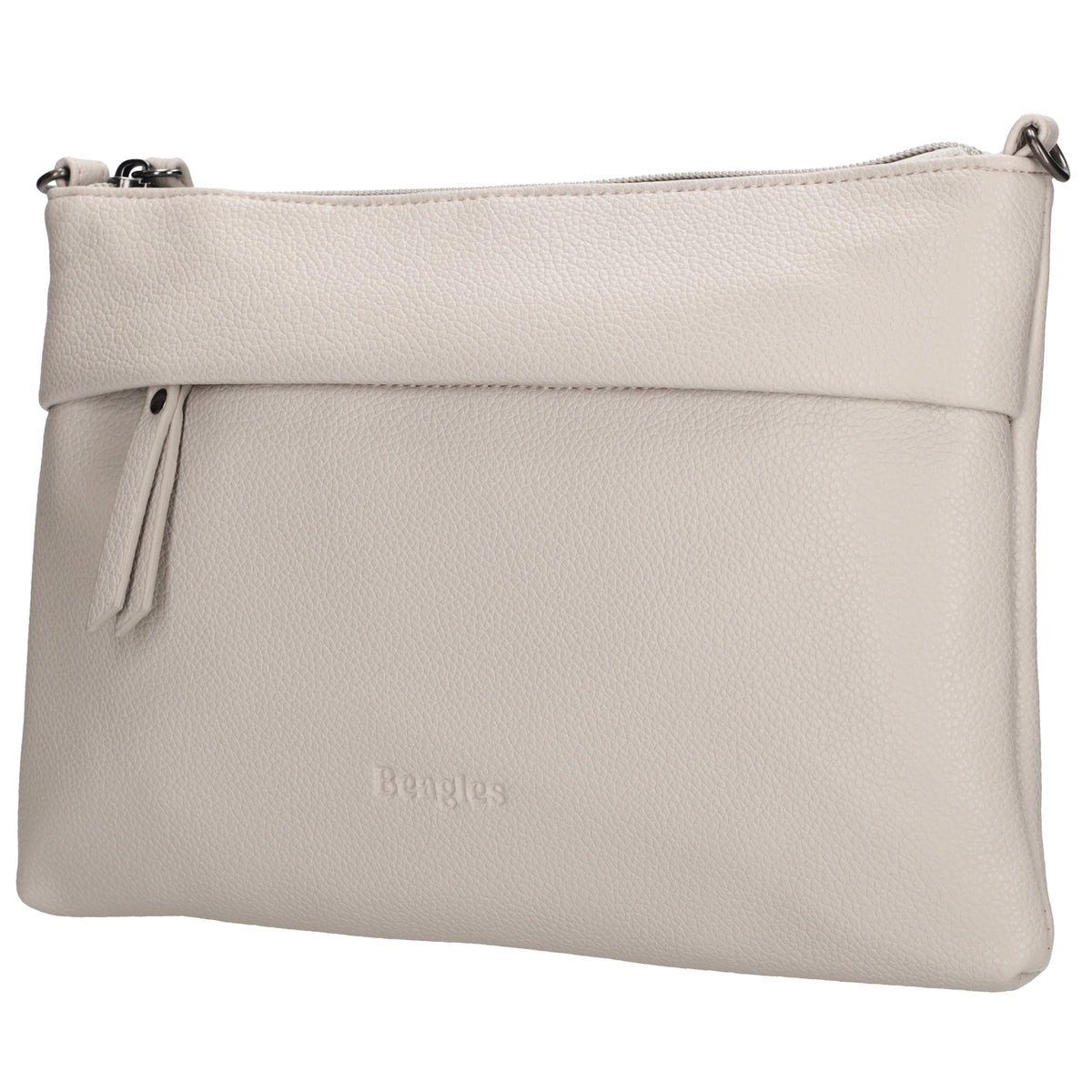 Clutch|Umhängetasche 25x17cm in Helltaupe aus Kunstleder - leder-accessoires.com
