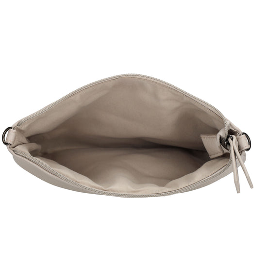 Clutch|Umhängetasche 25x17cm in Helltaupe aus Kunstleder - leder-accessoires.com