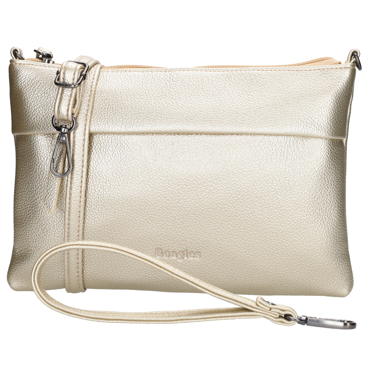 Clutch|Umhängetasche 25x17cm in Gold aus Kunstleder - leder-accessoires.com