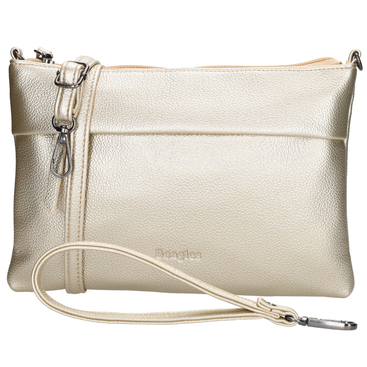 Clutch|Umhängetasche 25x17cm in Gold aus Kunstleder - leder-accessoires.com