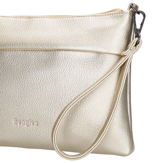 Clutch|Umhängetasche 25x17cm in Gold aus Kunstleder - leder-accessoires.com