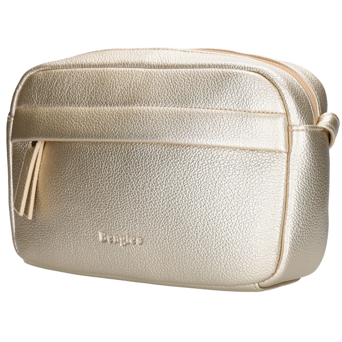 Light Gold Crossbody 21x13,5cm Bag in edler Lederoptik - leder-accessoires.com