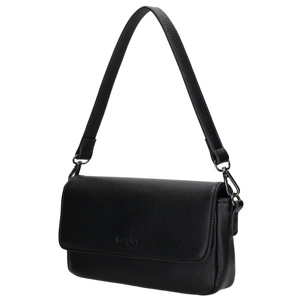 Schultertasche 25x12cm in Schwarz aus Kunstleder - leder-accessoires.com