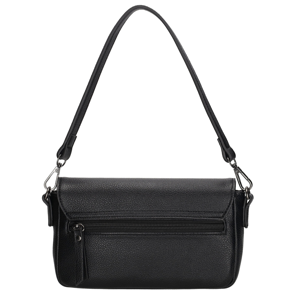Schultertasche 25x12cm in Schwarz aus Kunstleder - leder-accessoires.com