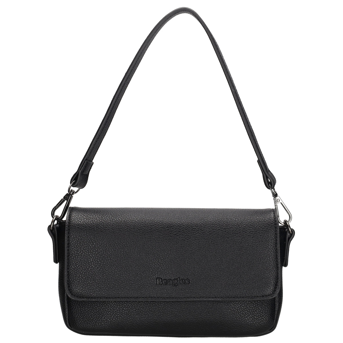 Schultertasche 25x12cm in Schwarz aus Kunstleder - leder-accessoires.com