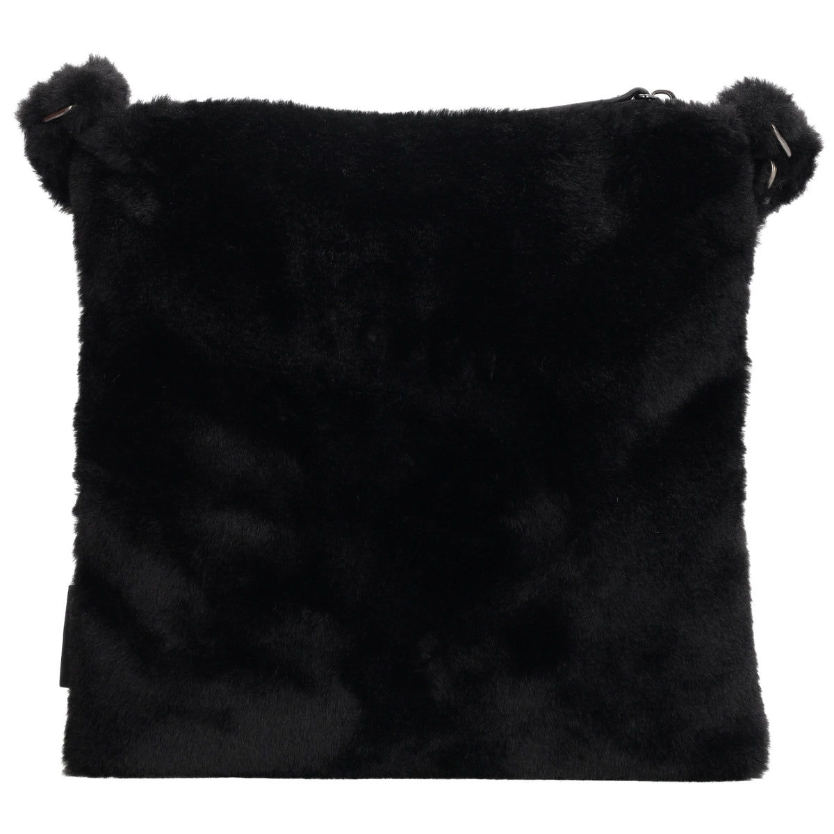 Umhängetasche 24x25cm Schwarz aus Kunstfell mit Reißveschluss - leder-accessoires.com
